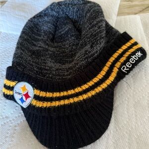 NFL Black and Gold Knit Beanie Steelers Peaked Cap